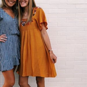 Madewell Embroidered Square-Neck Mini Dress